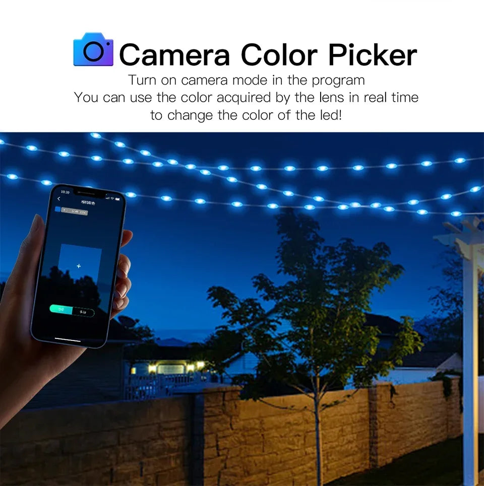20M RGBIC USB 5V LED String Light Bluetooth Music App WS2812 Programmable DIY Fairy Lights Birthday Party Garland Christmas Decoration