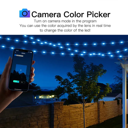 20M RGBIC USB 5V LED String Light Bluetooth Music App WS2812 Programmable DIY Fairy Lights Birthday Party Garland Christmas Decoration