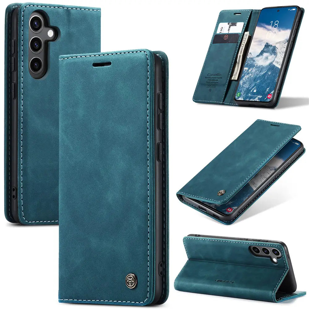 Funda de teléfono de cuero con tapa magnética S24FE para Samsung Galaxy S24 FE S24Plus Capa con ranura para tarjeta de crédito funda tipo billetera para Galaxy S24 Ultra