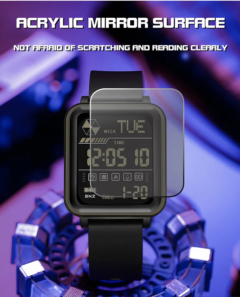 SANDA 6159 relojes electrónicos de moda para hombres reloj despertador multifuncional luminoso de silicona resistente al agua reloj Digital para estudiantes