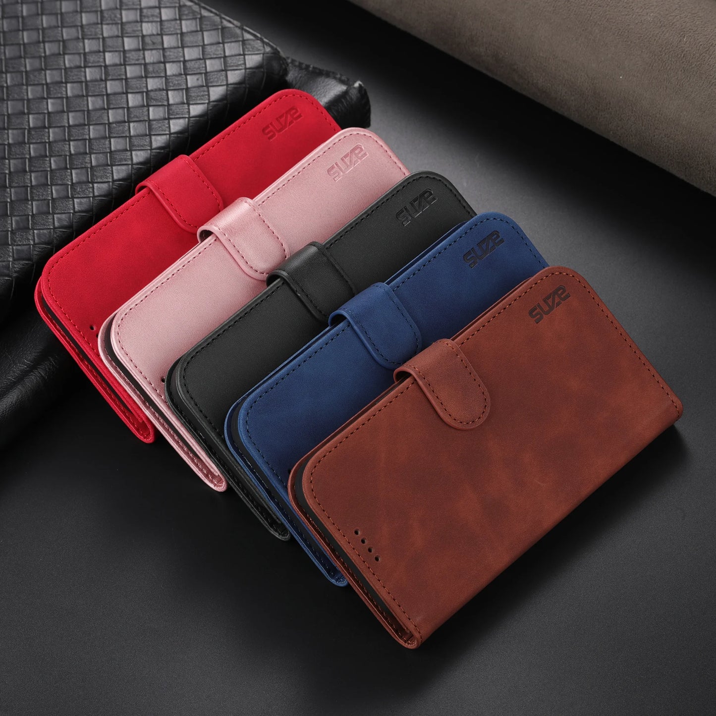 Funda para iPhone 13 15 Pro Max funda de teléfono con bolsillo para tarjetas para IPhone 14 12 11 XS 8Plus 7P 6P 13Pro SE2 Cartera de cuero genuino de alta calidad