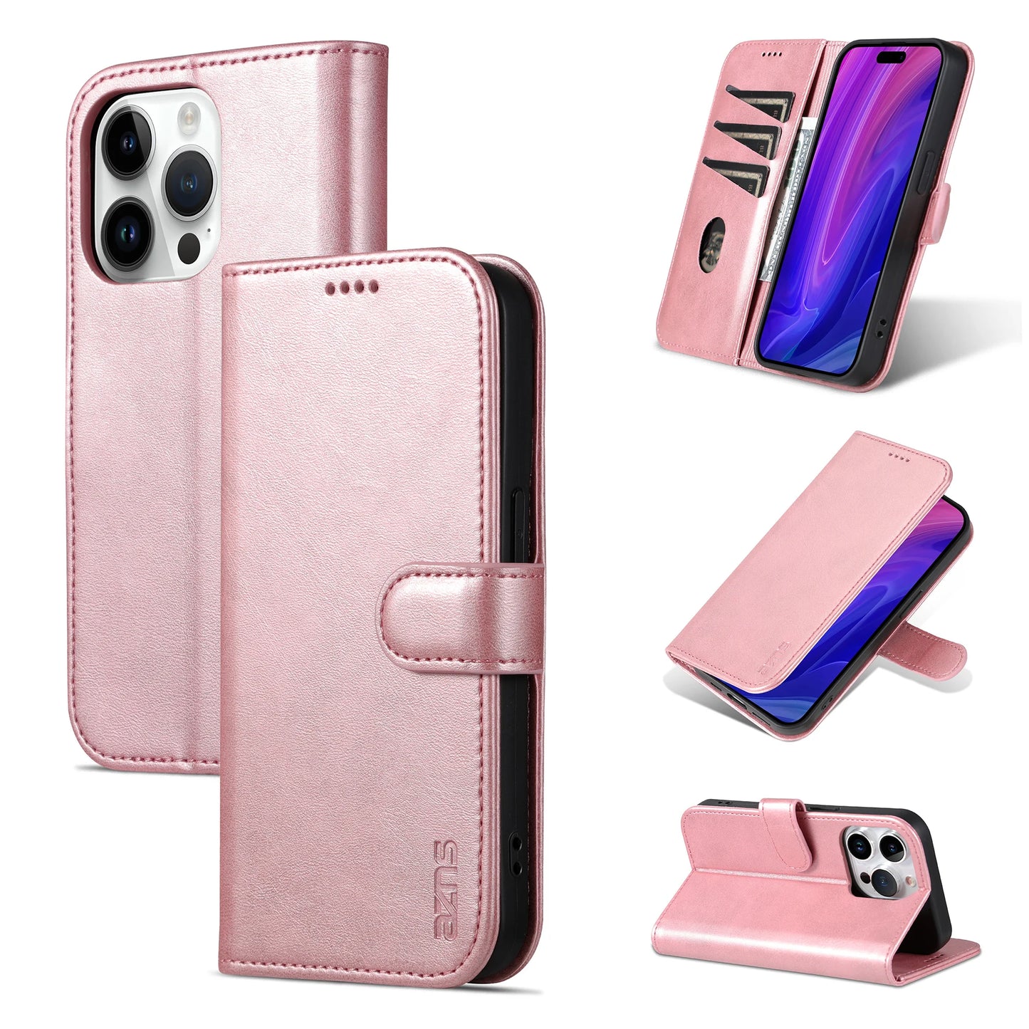 Funda para iPhone 13 15 Pro Max funda de teléfono con bolsillo para tarjetas para IPhone 14 12 11 XS 8Plus 7P 6P 13Pro SE2 Cartera de cuero genuino de alta calidad