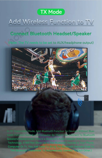 Transmisor receptor inalámbrico Bluetooth 5,4, adaptador de Audio estéreo HIFI AUX/U Disk/TF de 3,5mm con micrófono para Kit de coche, altavoz, PC y TV