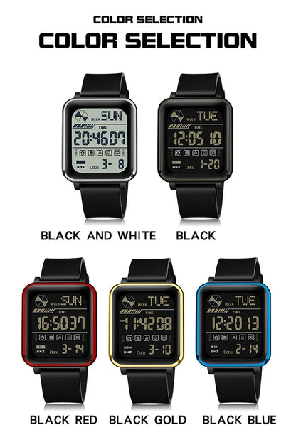 SANDA 6159 relojes electrónicos de moda para hombres reloj despertador multifuncional luminoso de silicona resistente al agua reloj Digital para estudiantes