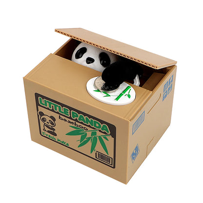 Hucha electrónica de plástico para niños, caja de ahorro de dinero, lindo Panda automatizado, gato, robar monedas, regalo