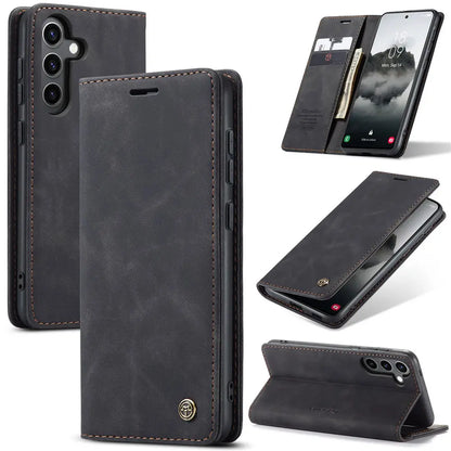 Funda de teléfono de cuero con tapa magnética S24FE para Samsung Galaxy S24 FE S24Plus Capa con ranura para tarjeta de crédito funda tipo billetera para Galaxy S24 Ultra