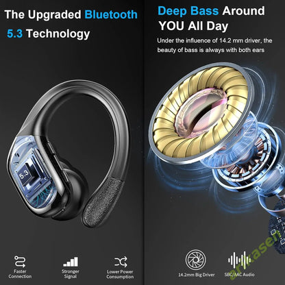 75Hrs Bluetooth 5.3 Headphones, IP7 Waterproof Wireless Earbuds with ENC Noise Cancelling Mic, Deep Bass for Sports, Workout and Gym