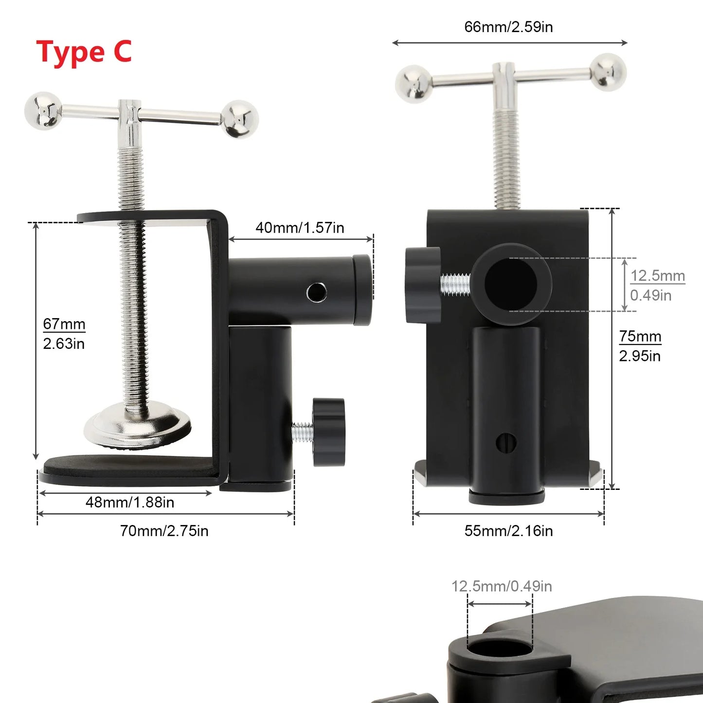 2-in-1 Heavy Duty Table Mounting Clamp, Metal Desktop Clamp, Microphone Clamp Holder for Microphone Suspension Boom Scissor Arm/Desk Lamp