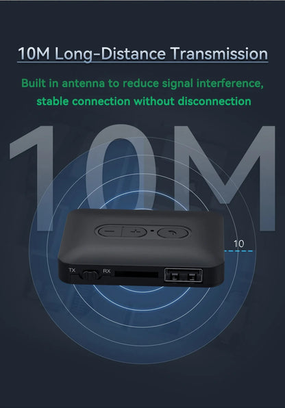 Transmisor receptor inalámbrico Bluetooth 5,4, adaptador de Audio estéreo HIFI AUX/U Disk/TF de 3,5mm con micrófono para Kit de coche, altavoz, PC y TV