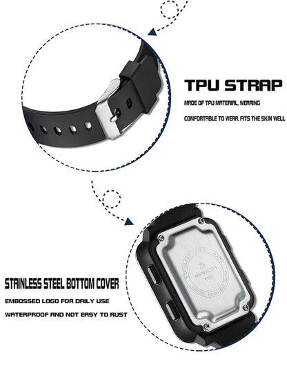 SANDA 6159 relojes electrónicos de moda para hombres reloj despertador multifuncional luminoso de silicona resistente al agua reloj Digital para estudiantes