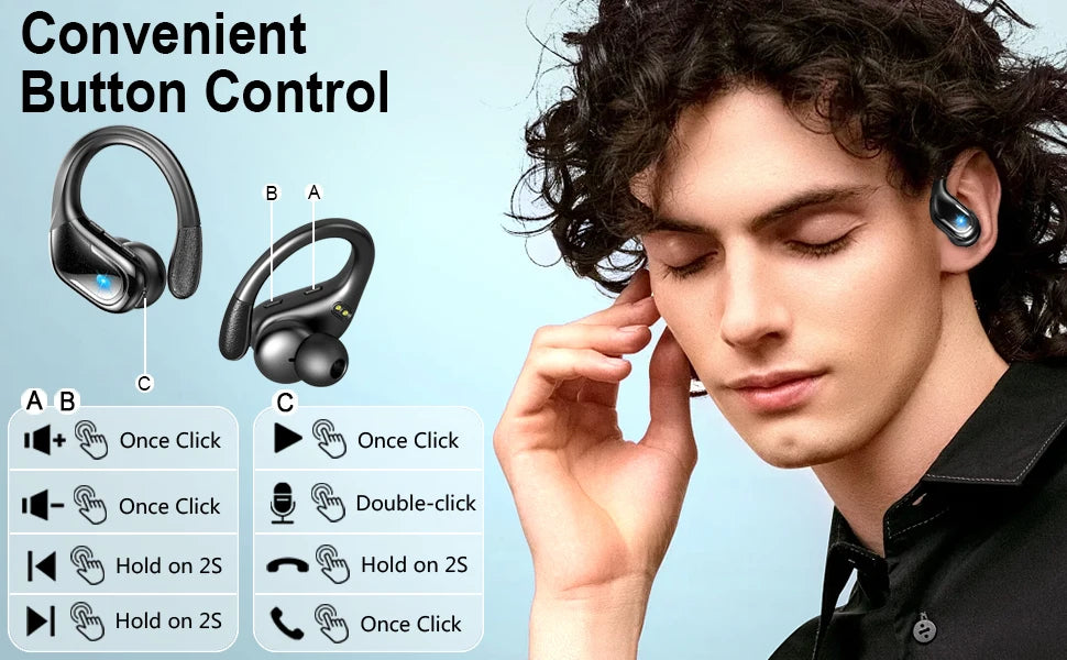 75Hrs Bluetooth 5.3 Headphones, IP7 Waterproof Wireless Earbuds with ENC Noise Cancelling Mic, Deep Bass for Sports, Workout and Gym