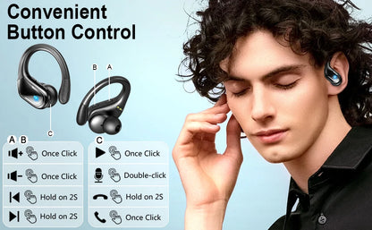 75Hrs Bluetooth 5.3 Headphones, IP7 Waterproof Wireless Earbuds with ENC Noise Cancelling Mic, Deep Bass for Sports, Workout and Gym