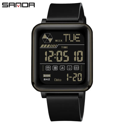 SANDA 6159 relojes electrónicos de moda para hombres reloj despertador multifuncional luminoso de silicona resistente al agua reloj Digital para estudiantes