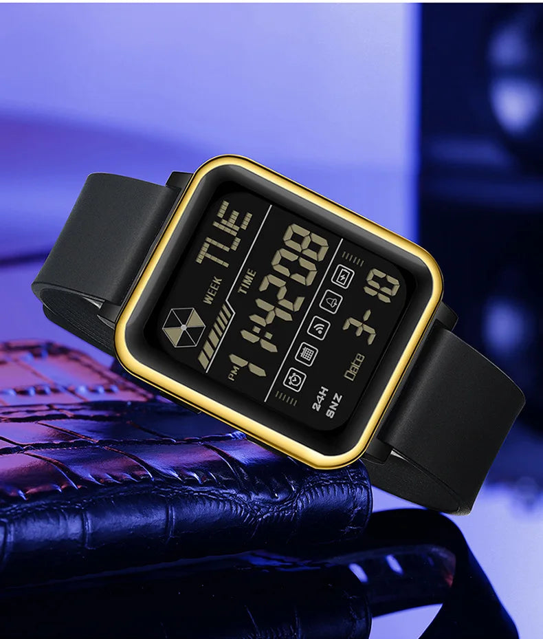 SANDA 6159 relojes electrónicos de moda para hombres reloj despertador multifuncional luminoso de silicona resistente al agua reloj Digital para estudiantes