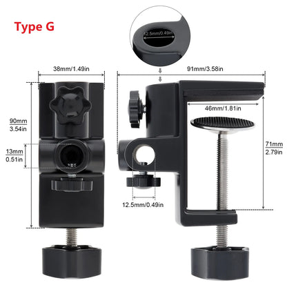 2-in-1 Heavy Duty Table Mounting Clamp, Metal Desktop Clamp, Microphone Clamp Holder for Microphone Suspension Boom Scissor Arm/Desk Lamp