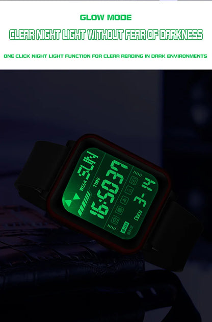 SANDA 6159 relojes electrónicos de moda para hombres reloj despertador multifuncional luminoso de silicona resistente al agua reloj Digital para estudiantes