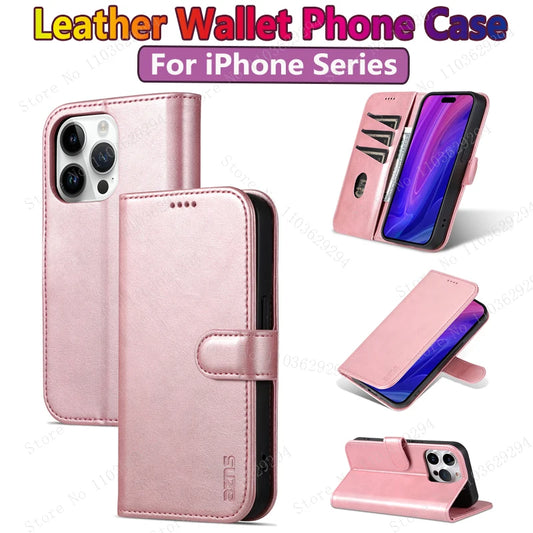 iPhone 13 15 Pro Max Case Card Pocket Phone Case for iPhone 14 12 11 XS 8Plus 7P 6P 13Pro SE2 High Quality Genuine Leather Wallet