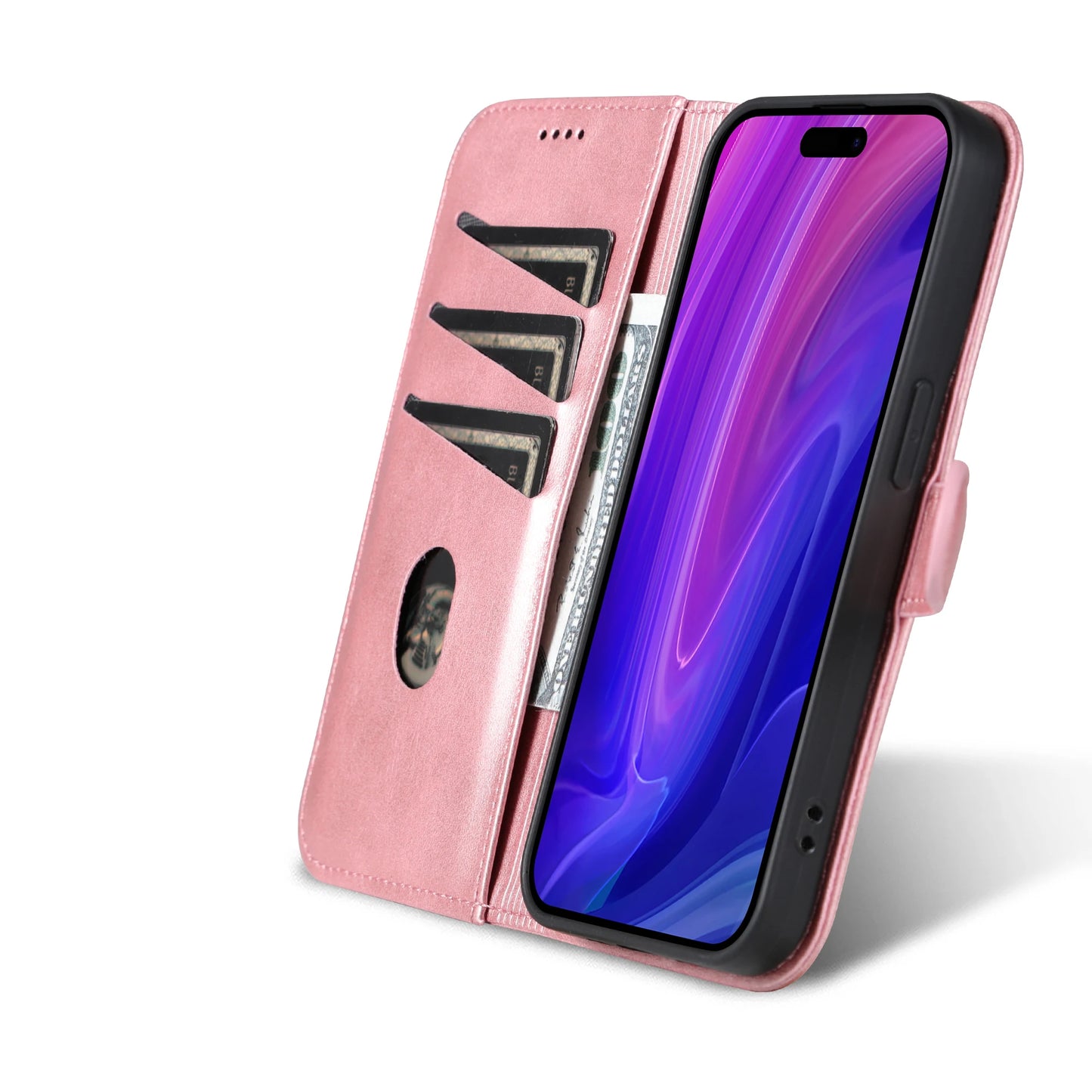 Funda para iPhone 13 15 Pro Max funda de teléfono con bolsillo para tarjetas para IPhone 14 12 11 XS 8Plus 7P 6P 13Pro SE2 Cartera de cuero genuino de alta calidad