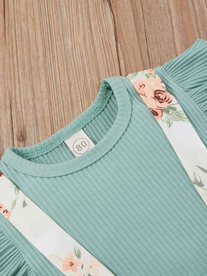 Newborn Baby Girl Clothes Romper Ruffle Short Sleeve Ribbed Tops Summer Infant Outfits Set