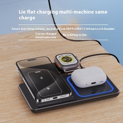 3-in-1 LED Fast Wireless Charger Stand Foldable Charging Station