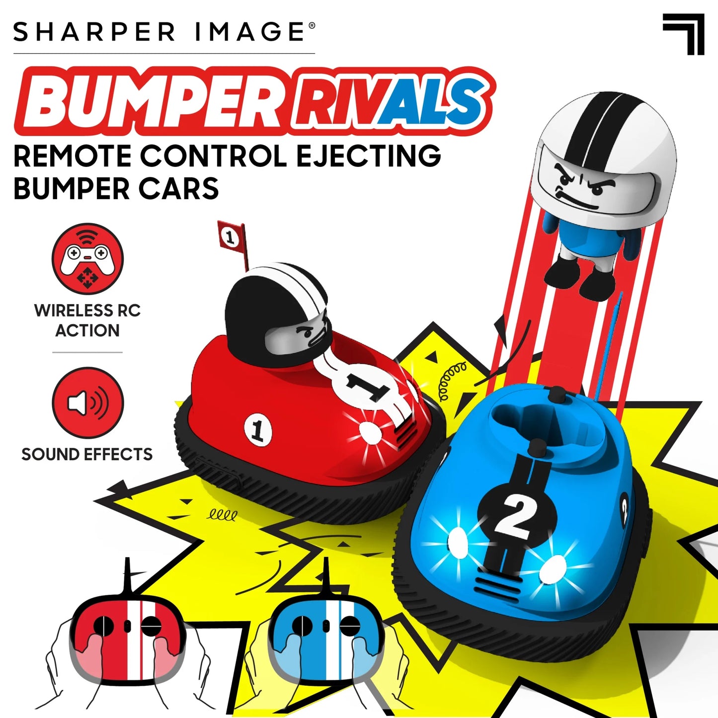 ® Toy RC Remote Control Ejecting Bumper Rivals with Includes Wireless Remote Control and Sound Effects, 6-Pieces, Red and Blue, Age 8+