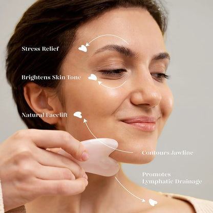 Jade Roller & Gua Sha, Natural Jade Face Roller Facial Skin Care Skin Toning Devices, Pink